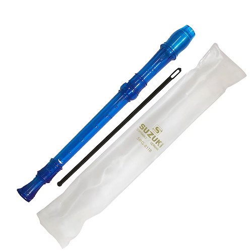 Flauta Dulce Soprano Color Azul SUZUKI SRG81-TB
