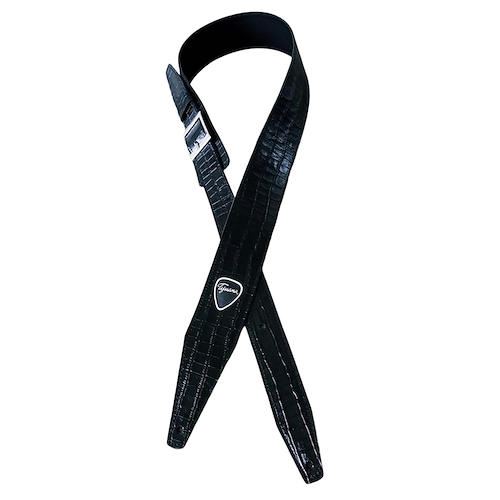 Correa Guitarra Bajo Cuero Negro Croco TIJUANA CROCO 611