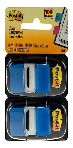Post-it Banderitas 25,4mm x 43,2 Azul - Pack x 2 x 50 unid ONIX - $ 7.900