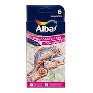 CRAYONES FANTASY FLUO CON GLITTER  SET X 6 ALBA