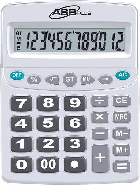 CALCULADORA GRANDE AS-120C PLATA 12DIG. 20,7X16 ASB