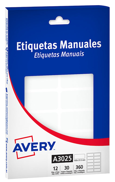 ETIQUETA CAJA X 30 AVERY 3025