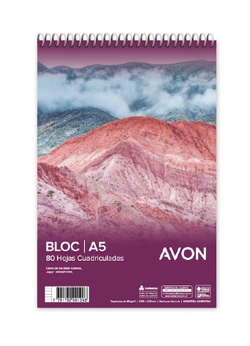 BLOCK A5 ESPIRAL 80 Hjs CUADRICULADO AVON - $ 4.800