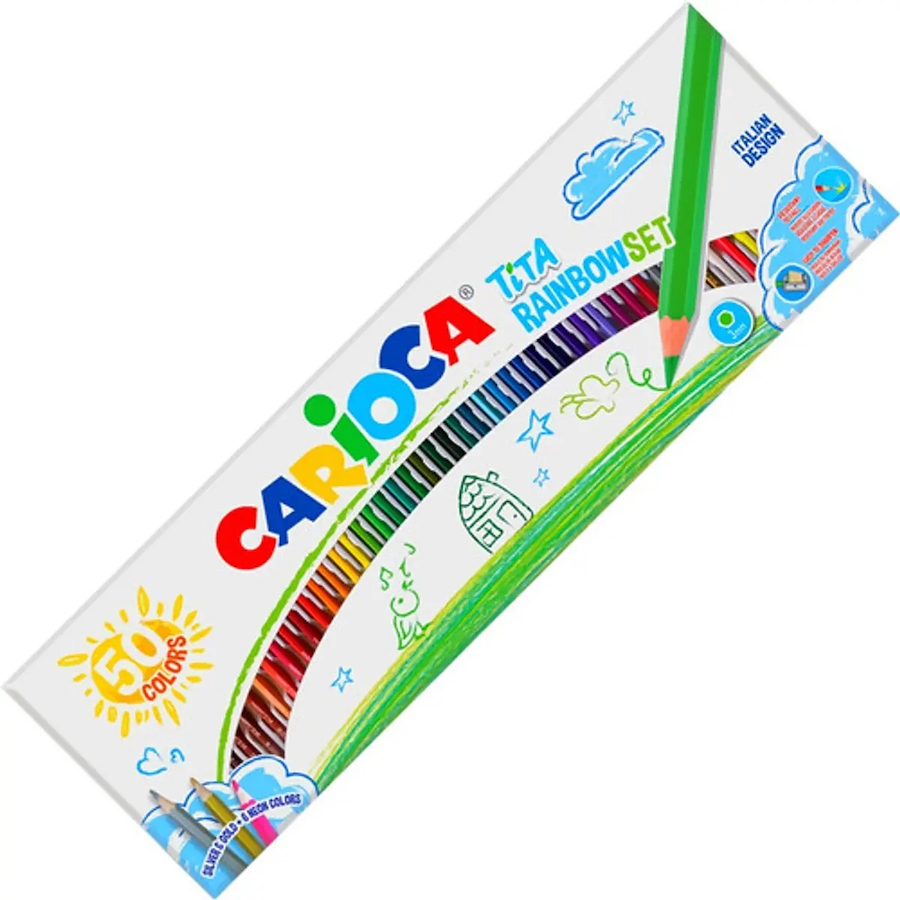 LAPICES COLOR TITA SET X 50 CARIOCA RAINBOW - $ 29.000