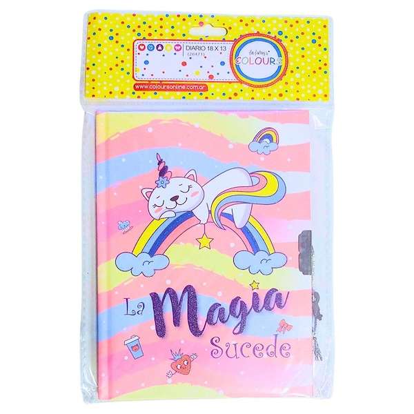 DIARIO LA MAGIA SUCEDE 18 X 13 Cm COLOURS Gato Unicornio