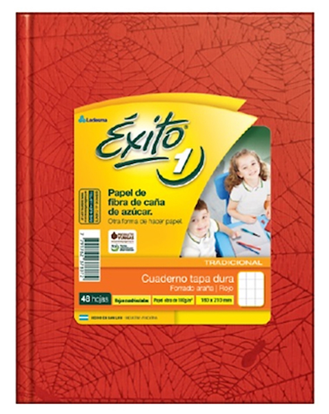 CUADERNO N°1 CUADRICULADO X 50 Hjs - ARAÑA EXITO ROJO