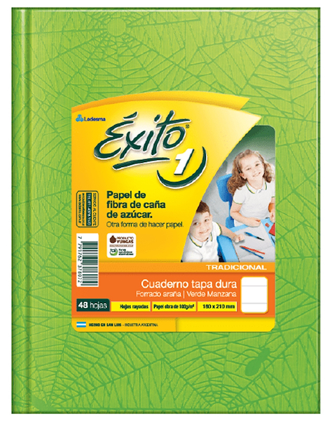 CUADERNO N°1 RAYADO X 50 Hjs - ARAÑA EXITO VERDE MANZANA