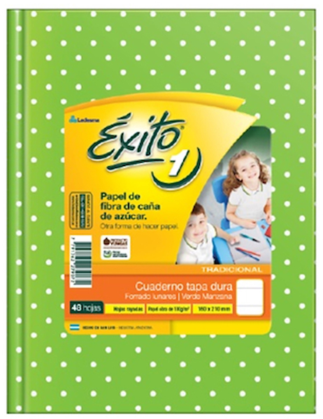 CUADERNO N°1 RAYADO X 50 Hjs - LUNAR EXITO VERDE MANZANA