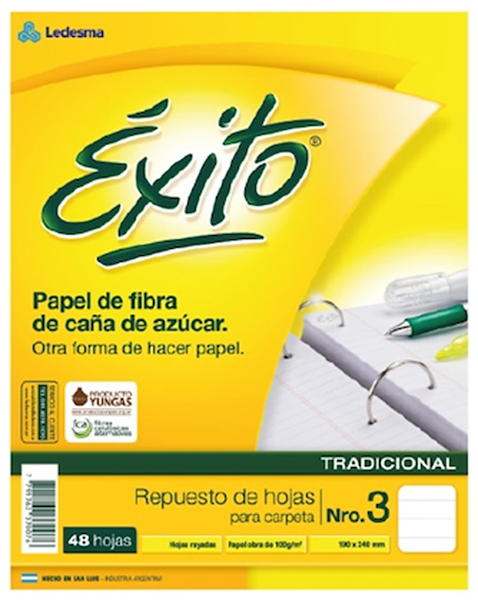 REPUESTO ESCOLAR N°3 EXITO 48 HOJAS RAYADAS