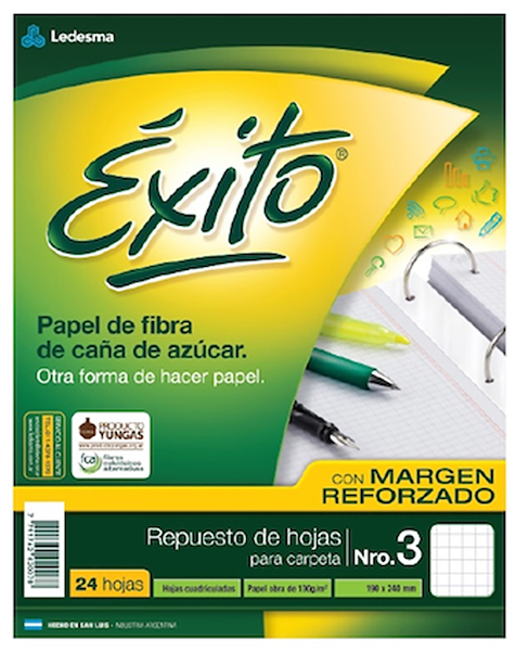 REPUESTO N°3 REFORZADO EXITO 24 HOJAS CUADRICULADAS