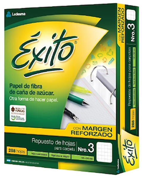 REPUESTO N°3 REFORZADO EXITO 288 HOJAS CUADRICULADAS