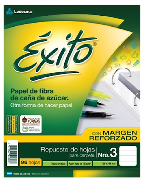 REPUESTO N°3 REFORZADO EXITO 96 HOJAS RAYADAS