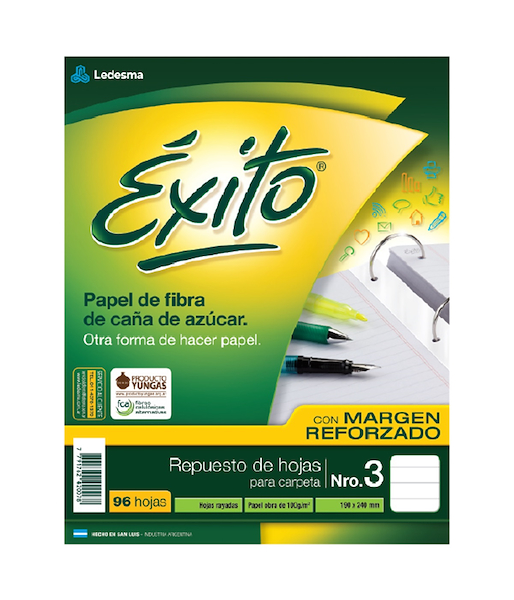 REPUESTO N°3 NAT REFORZADO X 96 Hjs - RAYADO EXITO 96 HOJAS RAYADAS