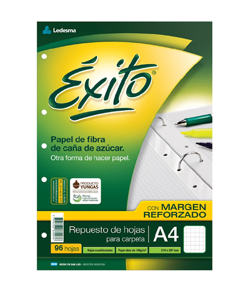 REPUESTO A4 REFORZADO x 96 Hjs EXITO CUADRICULADO