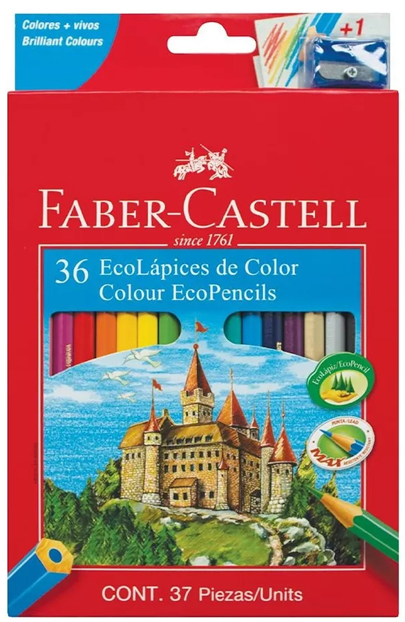 LAPICES COLOR SET X 36 LARGOS FABER CASTELL - $ 29.900