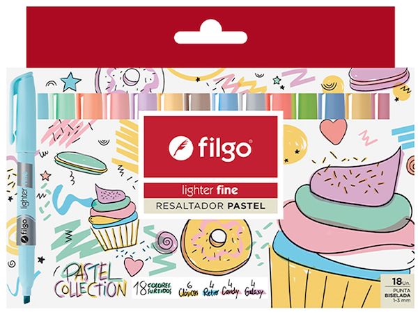Resaltador LIGHTER FINE / Estuche 18 pastel FILGO - $ 9.900