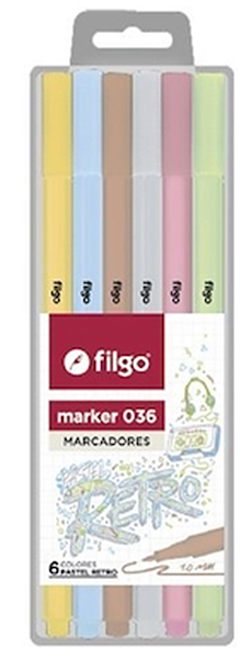 MARCADOR MARKER 036 SET X 6 PASTEL FILGO