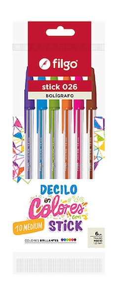 BOLIGRAFO FILGO STICK 1.0 FLOW PACK X 6