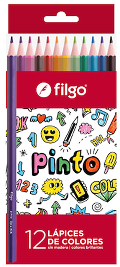 LAPICES DE COLOR PINTO SET X 12 - LARGOS FILGO - $ 2.900