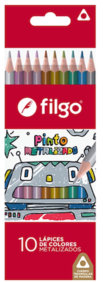 LAPICES DE COLOR PINTO SET X 10 - METALIZADO FILGO - $ 5.500