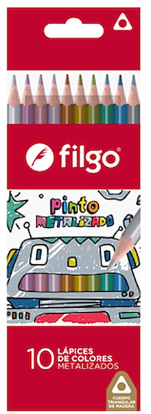 LAPICES DE COLOR PINTO SET X 10 - METALIZADO FILGO