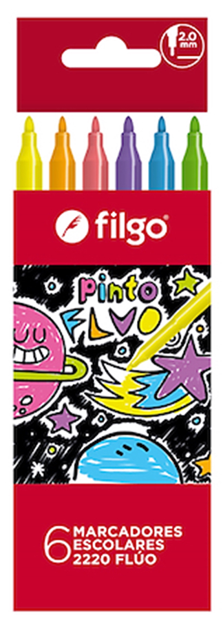 Marcador PINTO 2220 / Estuche 6 flúo FILGO - $ 2.800