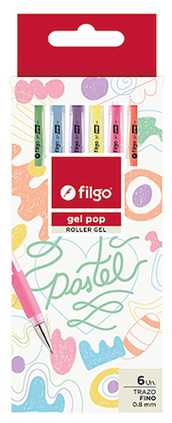 Roller gel GEL POP / Estuche 6 pastel FILGO
