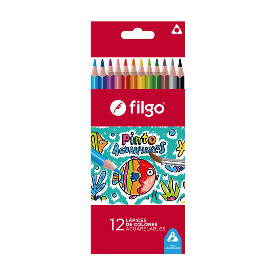 LAPICES DE COLOR PINTO FILGO ACUARELABLES SET X 12 - $ 5.500