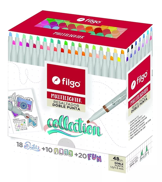 Resaltador creativo MULTILIGHTER DOBLE PUNTA X 48 FILGO SURTIDO