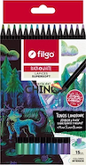 Lápices colores de madera BLACK & WHITE / Estuche 15 Landsca FILGO