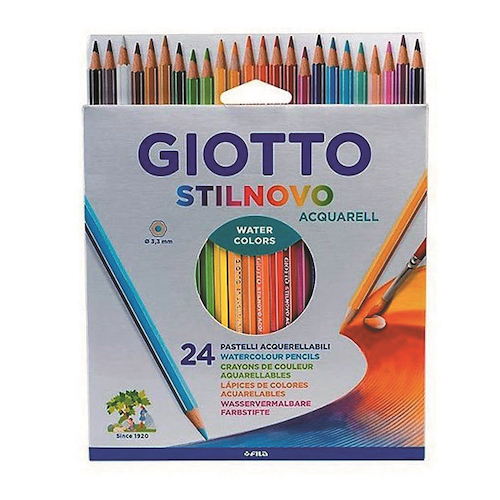 LAPICES COLOR STILNOVO ACUARELABLE SET X 24 LARGOS GIOTTO ACUARELABLES - $ 19.900