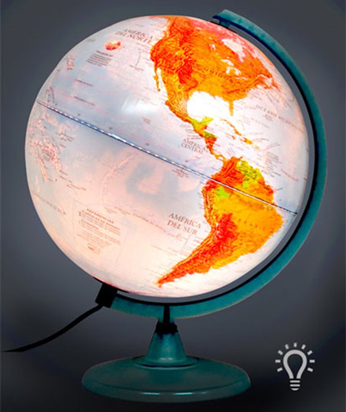 GLOBO TERRAQUEO B/PLASTICA 30CM CON LUZ - 307FPWL GLOTER FISICO POLITICO