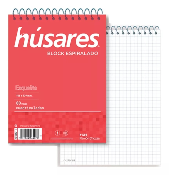 BLOCK A6 ESPIRAL X 80 Hjs - CUADRICULADO HUSARES