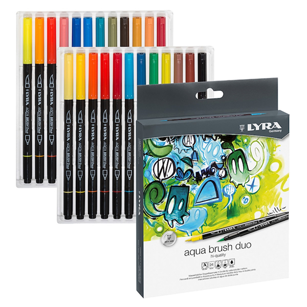 MARCADOR AQUABRUSH 24 COLORES LYRA