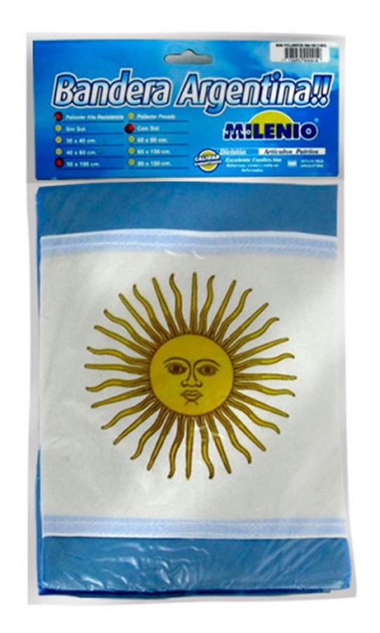 BANDERA ARGENTINA 30 X 48 CON SOL  COD 2350 - 1101 MILENIO - $ 6.900