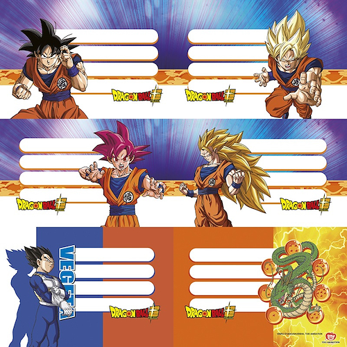 ETIQUETAS ESCOLARES PACK X 12 MOOVING DRAGON BALL - $ 3.600