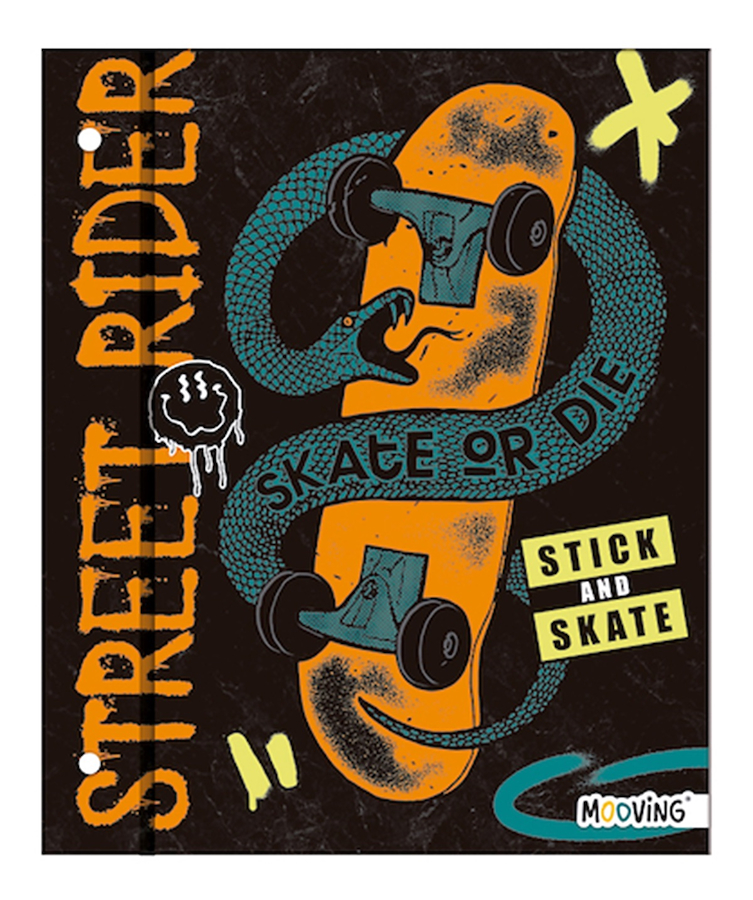 CARPETA N°3 DOS TAPAS MOOVING BLACK MOOD SKATE OR DIE - $ 9.900