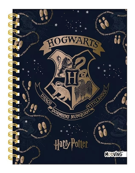 CUADERNO TAPA DURA ESPIRAL - 80 Hjs RAYADO MOOVING HARRY POTTER