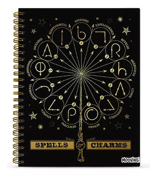 CUADERNO A4 TAPA DURA HARRY POTTER RAYADO 96 Hjs MOOVING SPELLS CHARMS - 1206222