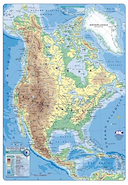 MAPA N°6 AMERICA DEL NORTE MUNDO CARTOGRAFICO FISICO-POLITICO