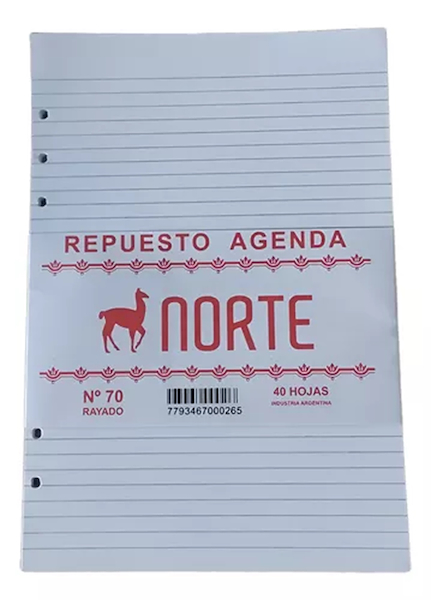 Repuesto De Agenda R8 Rayada N°70 NORTE