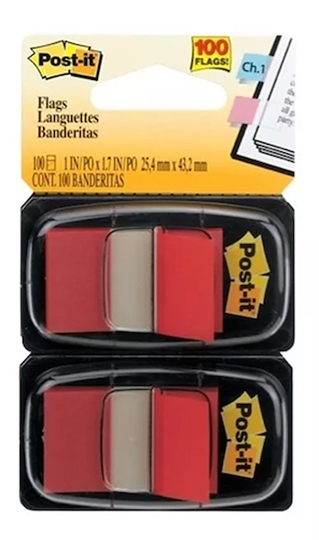 Post-it Banderitas 25,4mm x 43,2 Roja - Pack x 2 x 50 unid ONIX