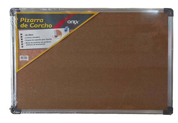 Pizarra de Corcho, con marco de Alumino, con fijaciones ONIX 60 X 90