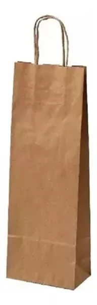 BOLSA DE PAPEL KRAFT - BOTELLA PAPERLAND 40 Cm alto X 08 Cm fuelle X 14 Cm largo