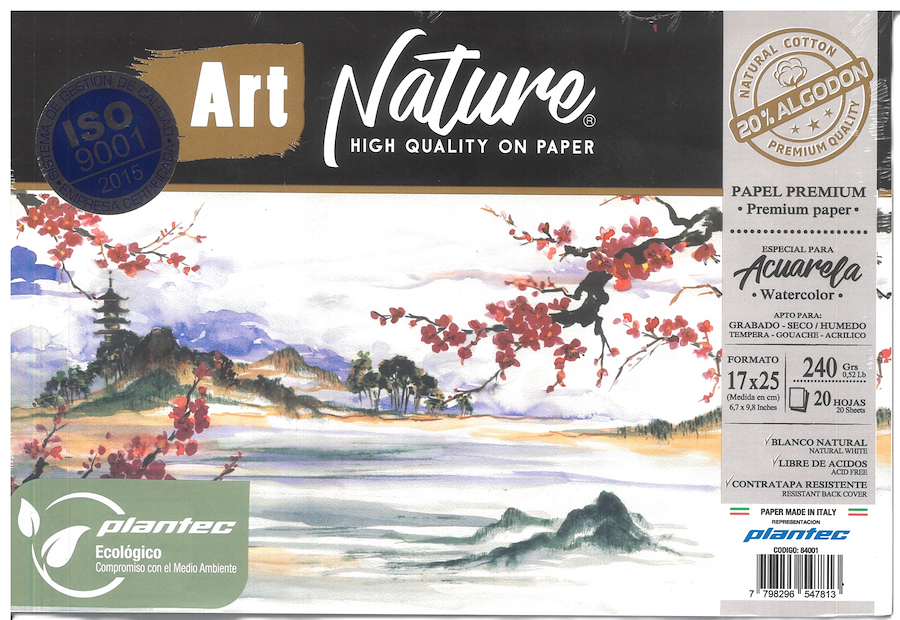 BLOCK 17x35 240 Gr 20 Hjs ENCOLADO 20% ALGODON PLANTEC ART NATURE - $ 12.900