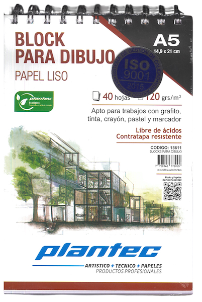 BLOCK LISO A5 120 Gr 40 Hjs PLANTEC ANILLADO SUPERIOR