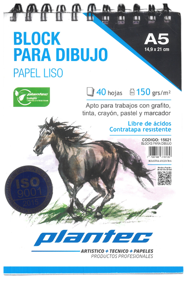 BLOCK LISO A5 150 Gr 40 Hjs PLANTEC ANILLADO SUPERIOR - $ 6.900