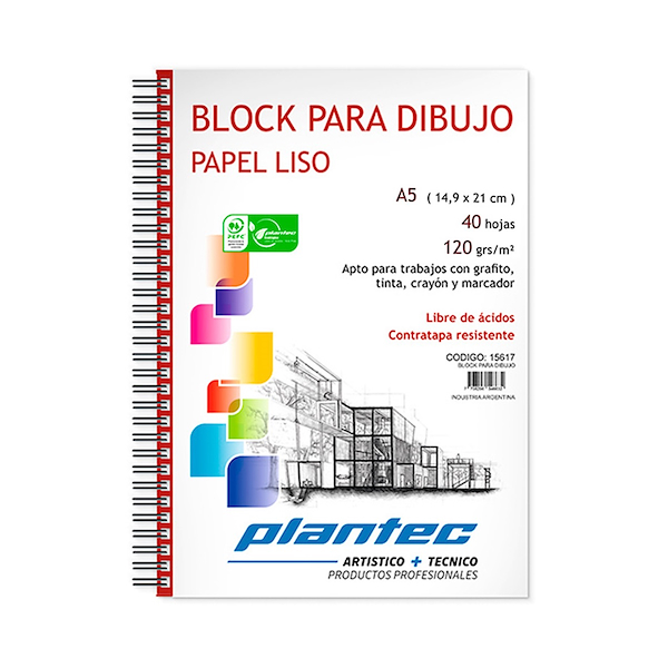BLOCK LISO A5 120 Gr 40 Hjs PLANTEC ANILLADO LATERAL