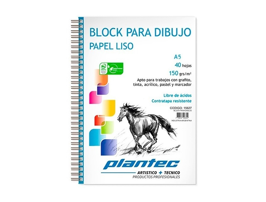 BLOCK LISO A5 150 Gr 40 Hjs PLANTEC ANILLADO LATERAL - $ 6.900