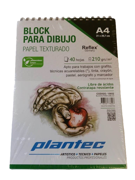 BLOCK TEXTURADO A4 210 Gr 40 Hjs PLANTEC ANILLADO SUPERIOR